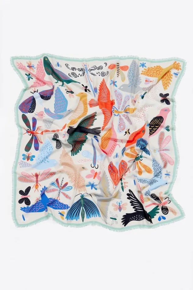 Offwhite Bugs And Birds Shawl Ecru Women Bimba Y Lola Scarves Offwhite Bugs And Birds Shawl Ecru Women Bimba Y Lola Scarves