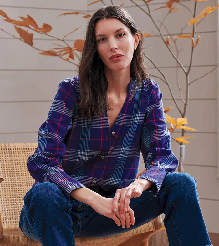 Olivia Blouse 8211 Patriot Blue Plaid Hatley