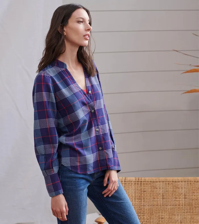 Olivia Blouse 8211 Patriot Blue Plaid Hatley