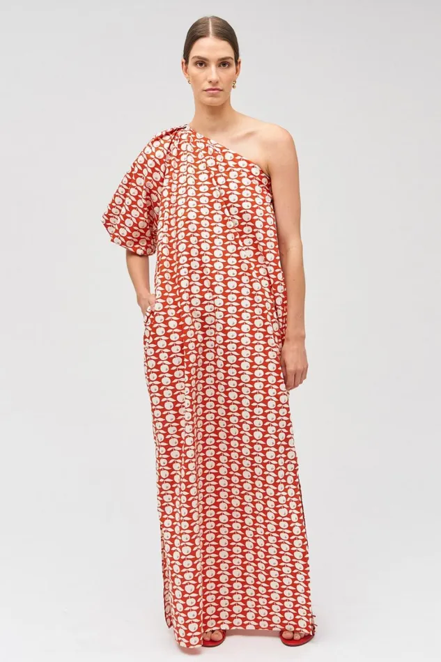 Oroton Apple Stamp One Shoulder Dress Poppy Women Dresses Oroton Apple Stamp One Shoulder Dress Poppy Women Dresses