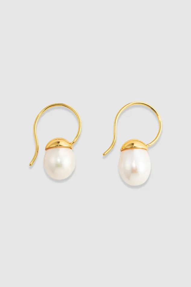 Oroton Bonnie Tear Drop Bead Earrings Goldpearl Women Jewellery