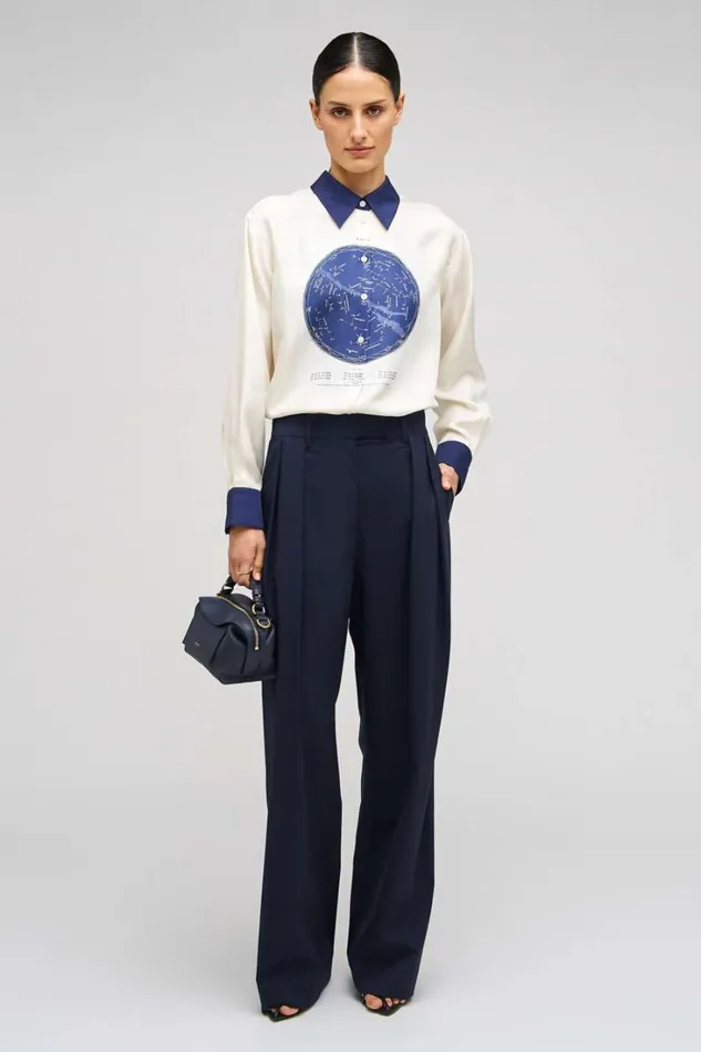 Oroton Celestial Print Shirt Antique White Women Tops Oroton Celestial Print Shirt Antique White Women Tops