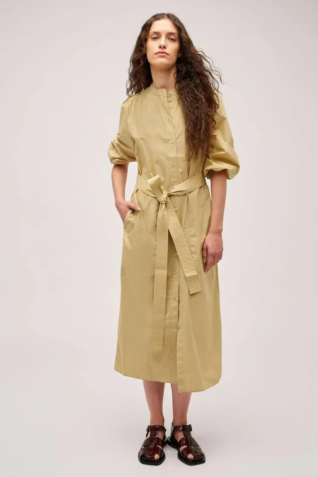 Oroton Cleo Poplin Dress Wheat Women Dresses Oroton Cleo Poplin Dress Wheat Women Dresses