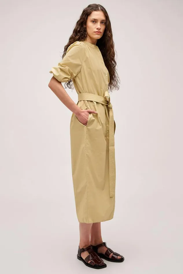 Oroton Cleo Poplin Dress Wheat Women Dresses Oroton Cleo Poplin Dress Wheat Women Dresses