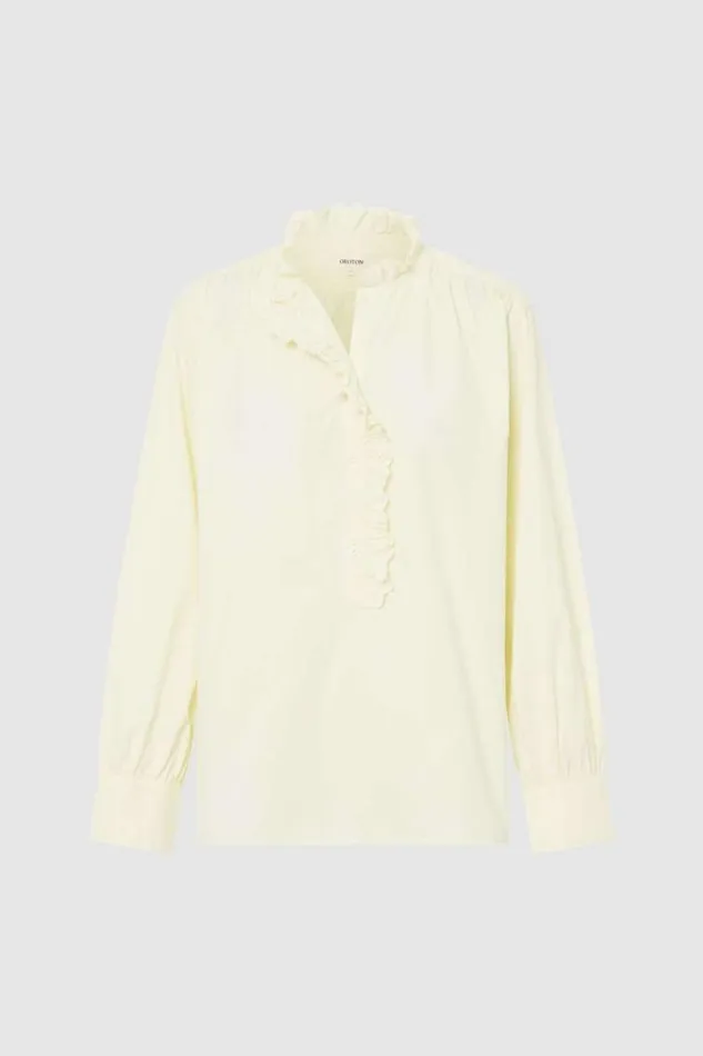 Oroton Hazel Ruffle Blouse Vanilla Crme Women Tops
