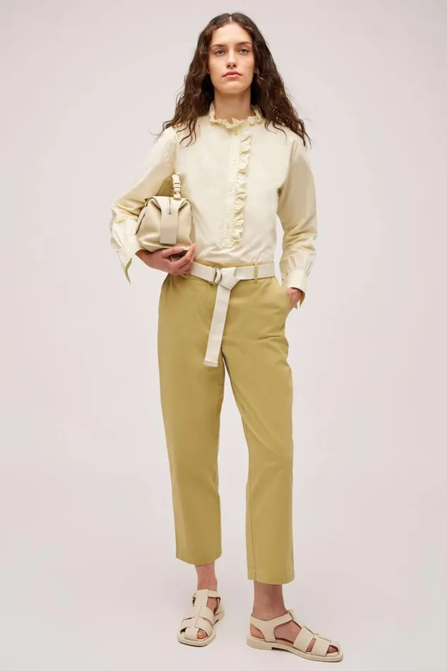 Oroton Hazel Ruffle Blouse Vanilla Crme Women Tops Oroton Hazel Ruffle Blouse Vanilla Crme Women Tops