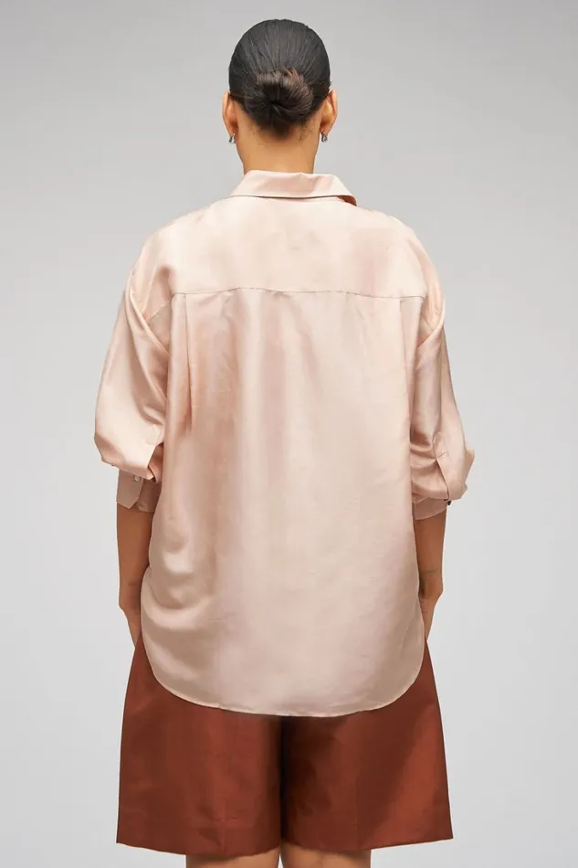 Oroton Ls Silk Shirt Pale Rosewood Women Tops Oroton Ls Silk Shirt Pale Rosewood Women Tops