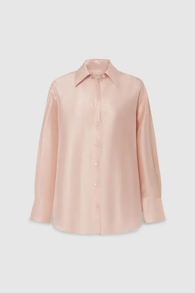 Oroton Ls Silk Shirt Pale Rosewood Women Tops Oroton Ls Silk Shirt Pale Rosewood Women Tops