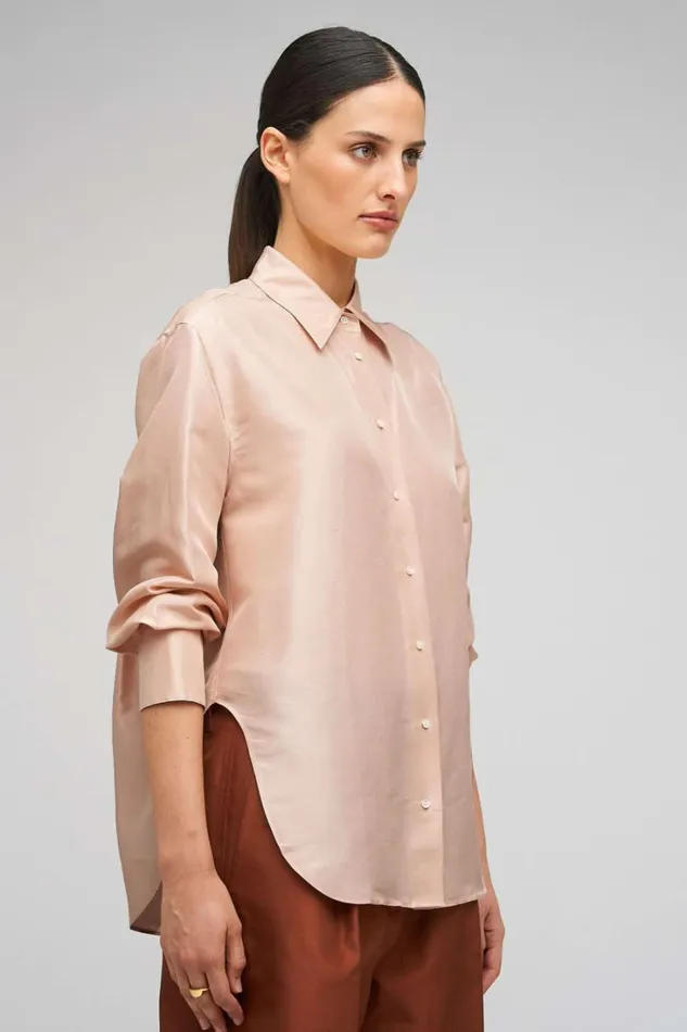 Oroton Ls Silk Shirt Pale Rosewood Women Tops Oroton Ls Silk Shirt Pale Rosewood Women Tops