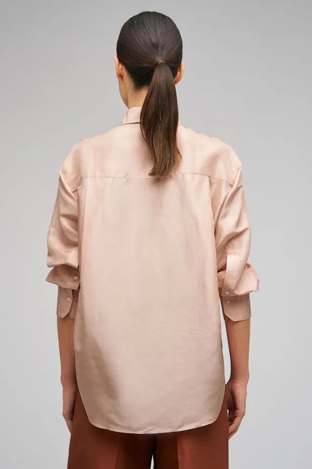 Oroton Ls Silk Shirt Pale Rosewood Women Tops Oroton Ls Silk Shirt Pale Rosewood Women Tops