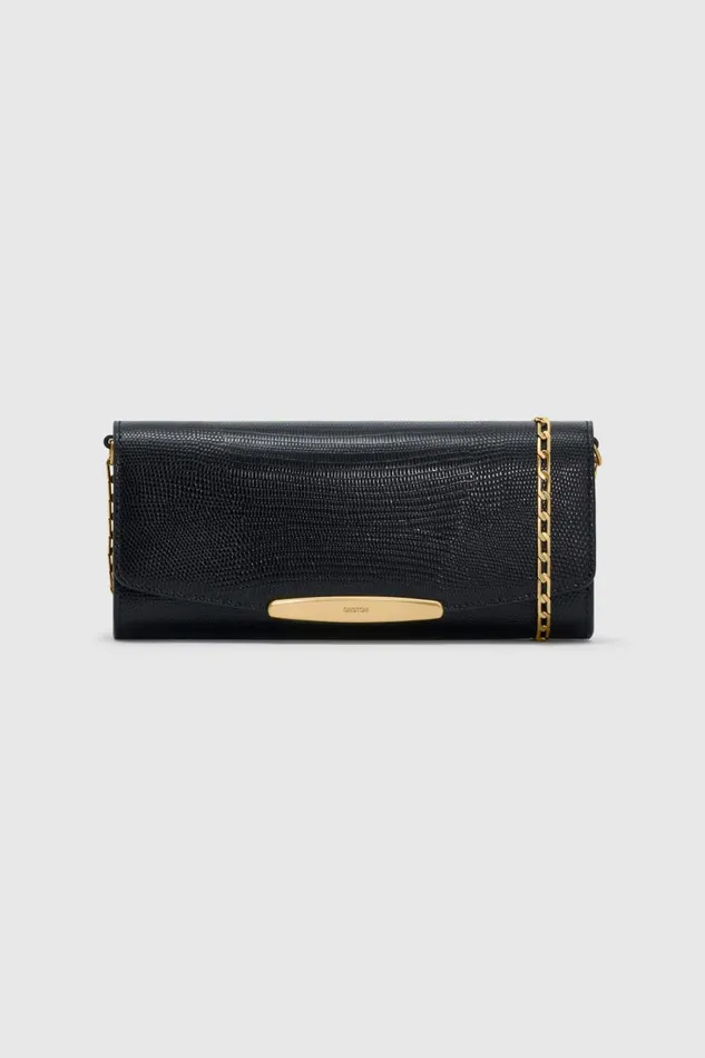 Oroton Nelle Texture Clutch Black Women Mini Bags
