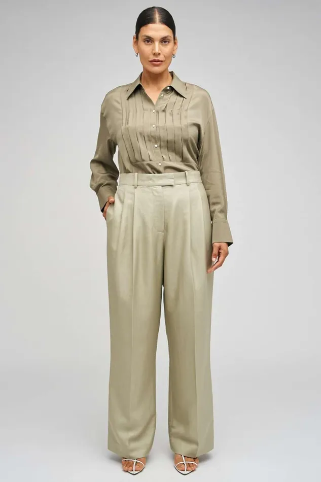 Oroton Pleat Pant Laurel Women Pants Oroton Pleat Pant Laurel Women Pants
