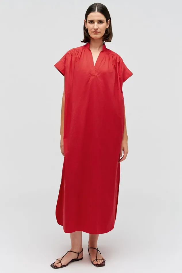 Oroton Rae Gathered Dress Market Red Women Dresses Oroton Rae Gathered Dress Market Red Women Dresses