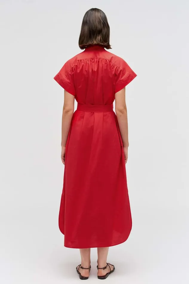 Oroton Rae Gathered Dress Market Red Women Dresses Oroton Rae Gathered Dress Market Red Women Dresses