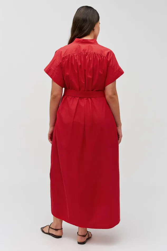Oroton Rae Gathered Dress Market Red Women Dresses Oroton Rae Gathered Dress Market Red Women Dresses