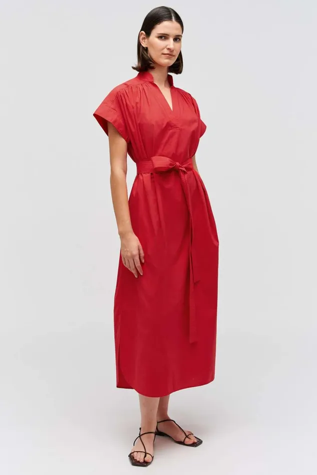 Oroton Rae Gathered Dress Market Red Women Dresses Oroton Rae Gathered Dress Market Red Women Dresses