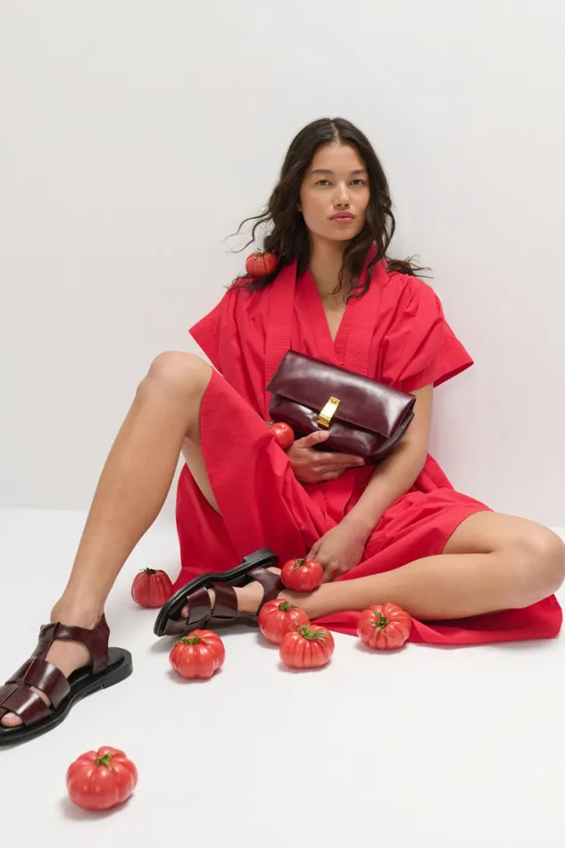 Oroton Rae Gathered Dress Market Red Women Dresses Oroton Rae Gathered Dress Market Red Women Dresses