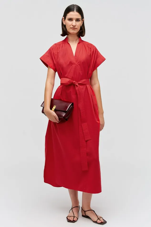 Oroton Rae Gathered Dress Market Red Women Dresses Oroton Rae Gathered Dress Market Red Women Dresses