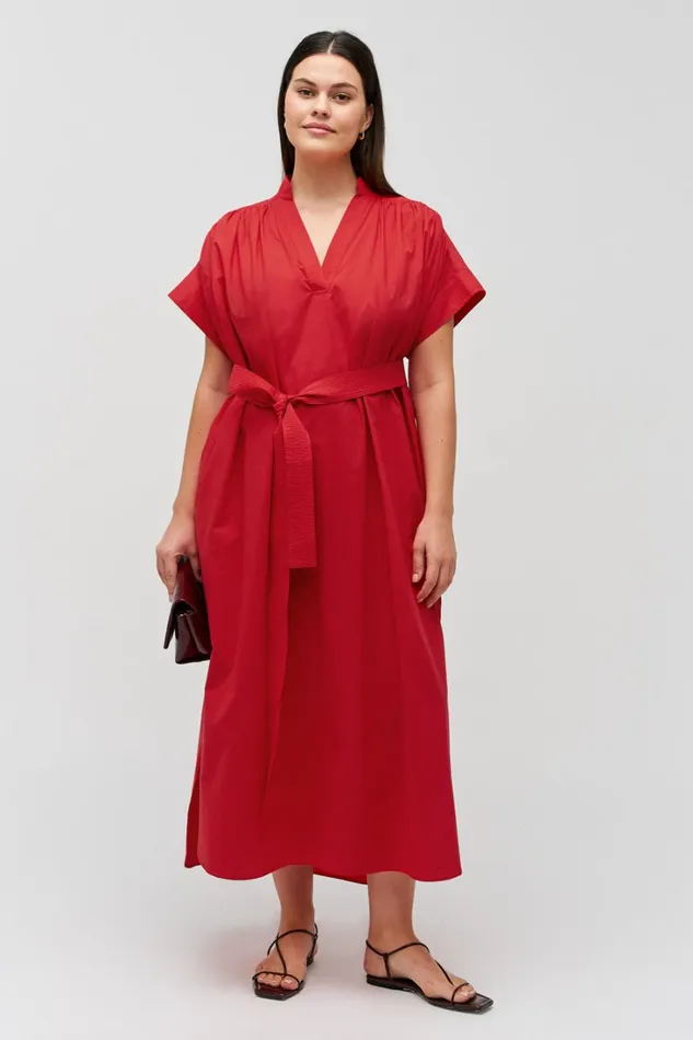 Oroton Rae Gathered Dress Market Red Women Dresses Oroton Rae Gathered Dress Market Red Women Dresses