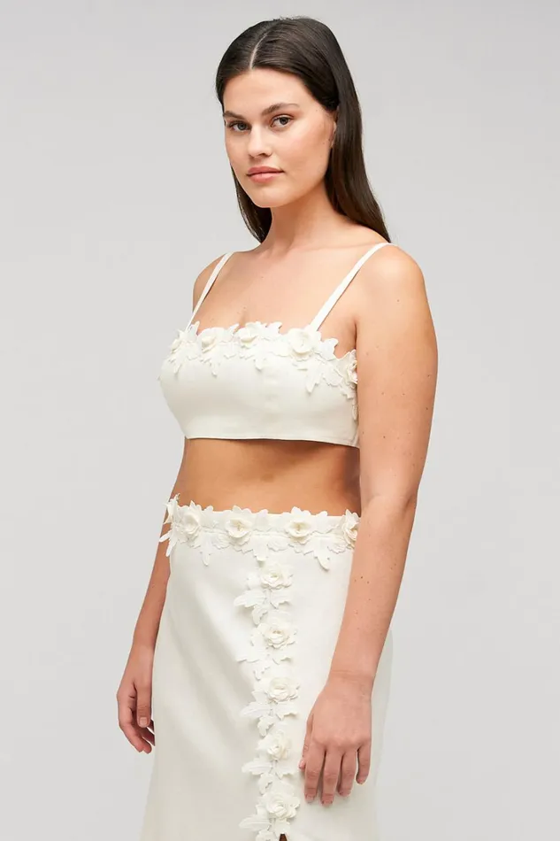 Oroton Rosebud Lace Bralet Soft Cream Women Tops Oroton Rosebud Lace Bralet Soft Cream Women Tops