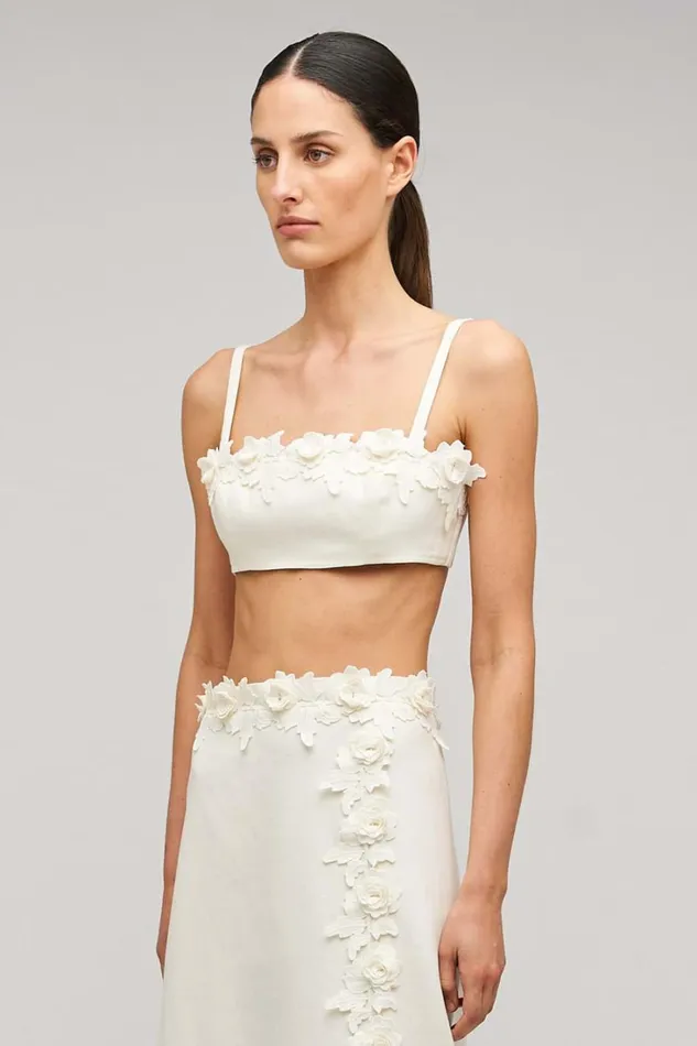 Oroton Rosebud Lace Bralet Soft Cream Women Tops Oroton Rosebud Lace Bralet Soft Cream Women Tops
