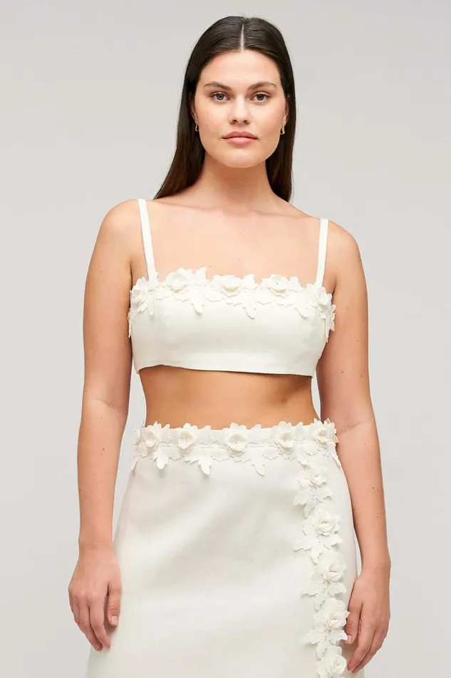 Oroton Rosebud Lace Bralet Soft Cream Women Tops Oroton Rosebud Lace Bralet Soft Cream Women Tops