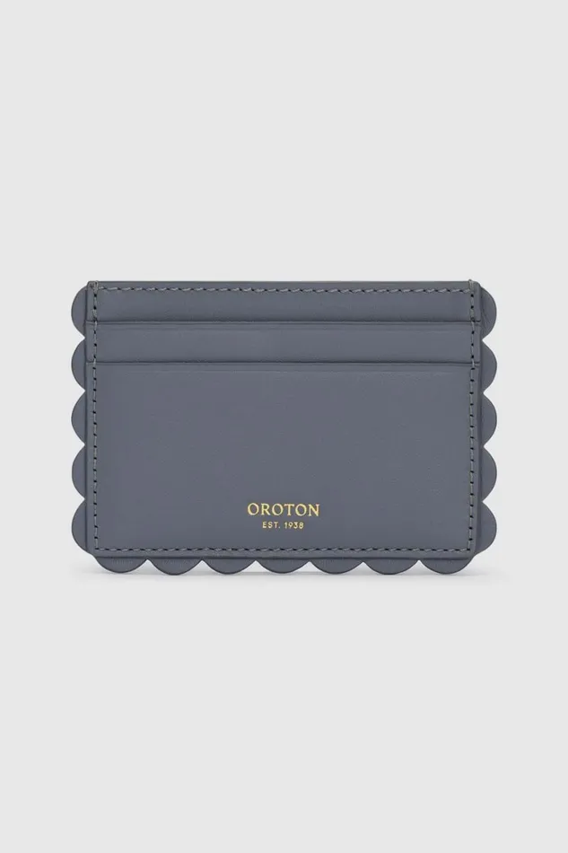 Oroton Scallop Card Sleeve Slate Women Wallets