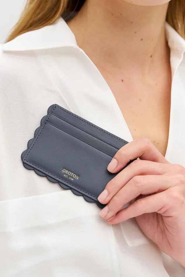 Oroton Scallop Card Sleeve Slate Women Wallets Oroton Scallop Card Sleeve Slate Women Wallets