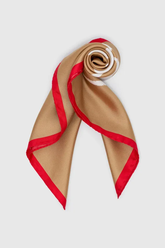 Oroton White Rosebud Silk Scarf Camel Women Scarves