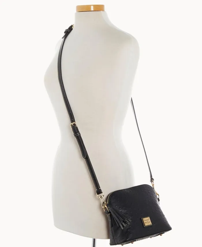 Ostrich Domed Crossbody Black Woman Dooney and Bourke Crossbodies Ostrich Domed Crossbody Black Woman Dooney and Bourke Crossbodies