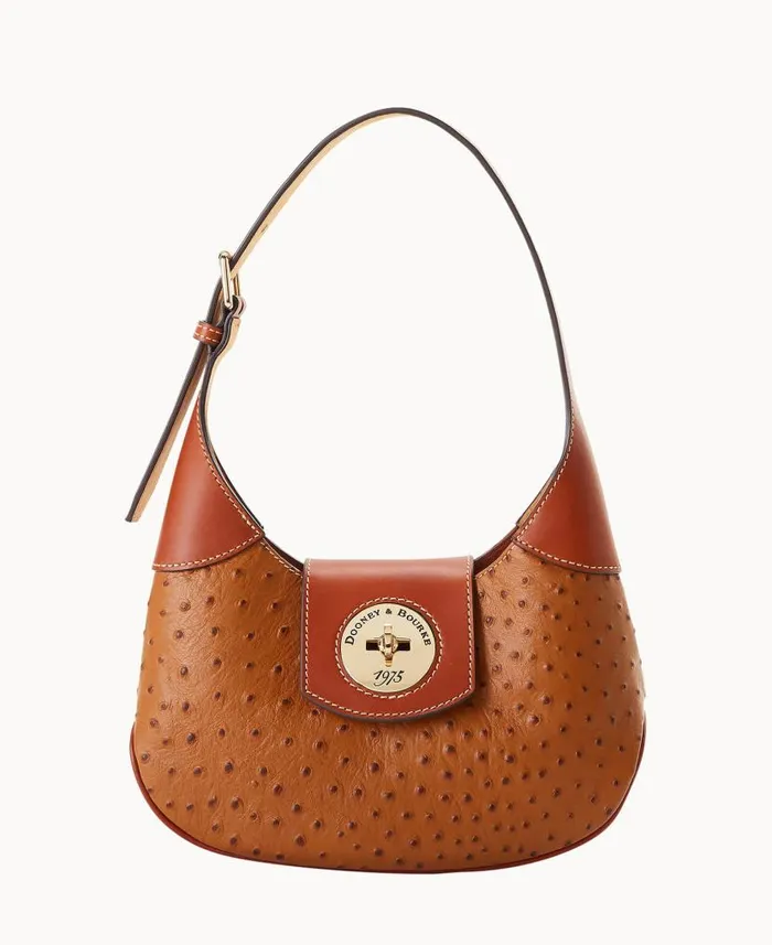 Ostrich Turnlock Hobo 26 Caramel Woman Dooney and Bourke Shoulder Bags