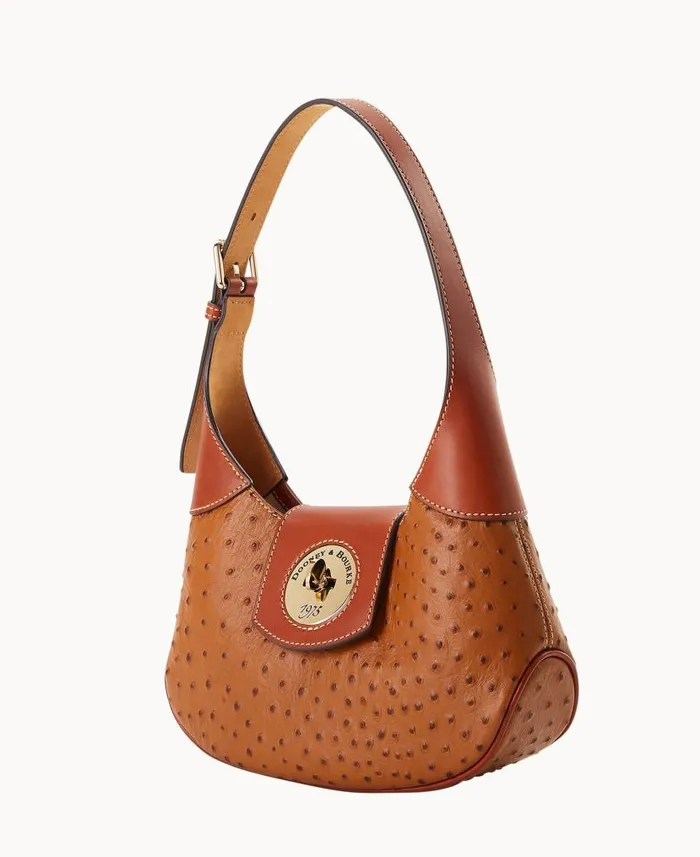 Ostrich Turnlock Hobo 26 Caramel Woman Dooney and Bourke Shoulder Bags Ostrich Turnlock Hobo 26 Caramel Woman Dooney and Bourke Shoulder Bags