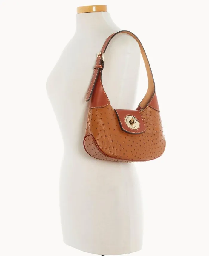 Ostrich Turnlock Hobo 26 Caramel Woman Dooney and Bourke Shoulder Bags Ostrich Turnlock Hobo 26 Caramel Woman Dooney and Bourke Shoulder Bags