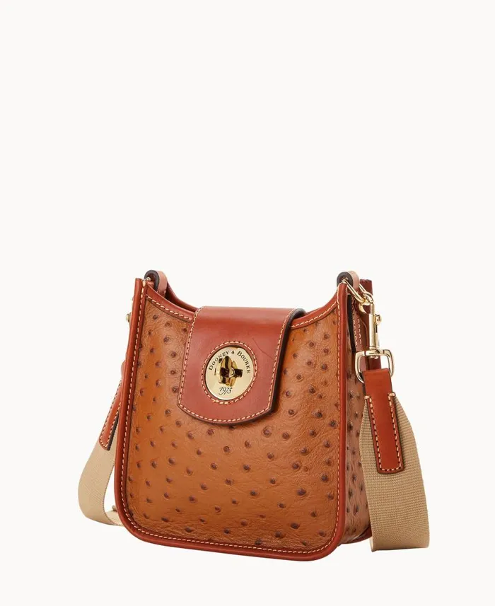 Ostrich Turnlock Messenger 20 Caramel Woman Dooney and Bourke Mini Bags Ostrich Turnlock Messenger 20 Caramel Woman Dooney and Bourke Mini Bags