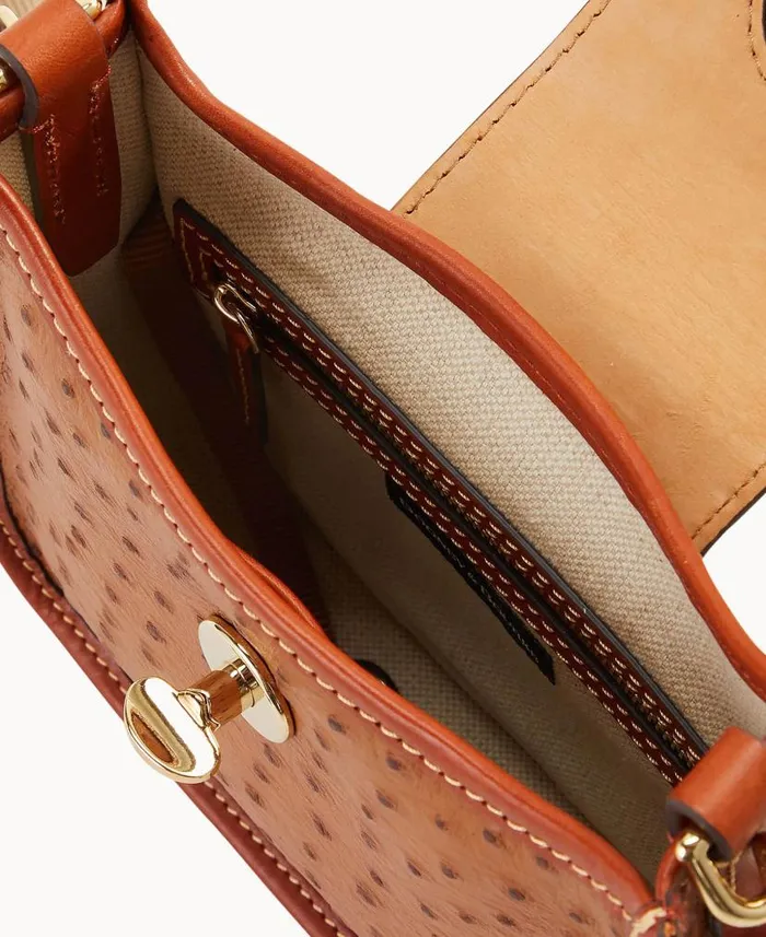 Ostrich Turnlock Messenger 20 Caramel Woman Dooney and Bourke Mini Bags Ostrich Turnlock Messenger 20 Caramel Woman Dooney and Bourke Mini Bags