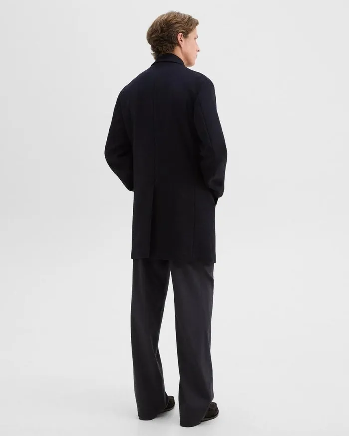 Outerwear Men Theory 3Button Topcoat In Recycled WoolBlend Melton Baltic