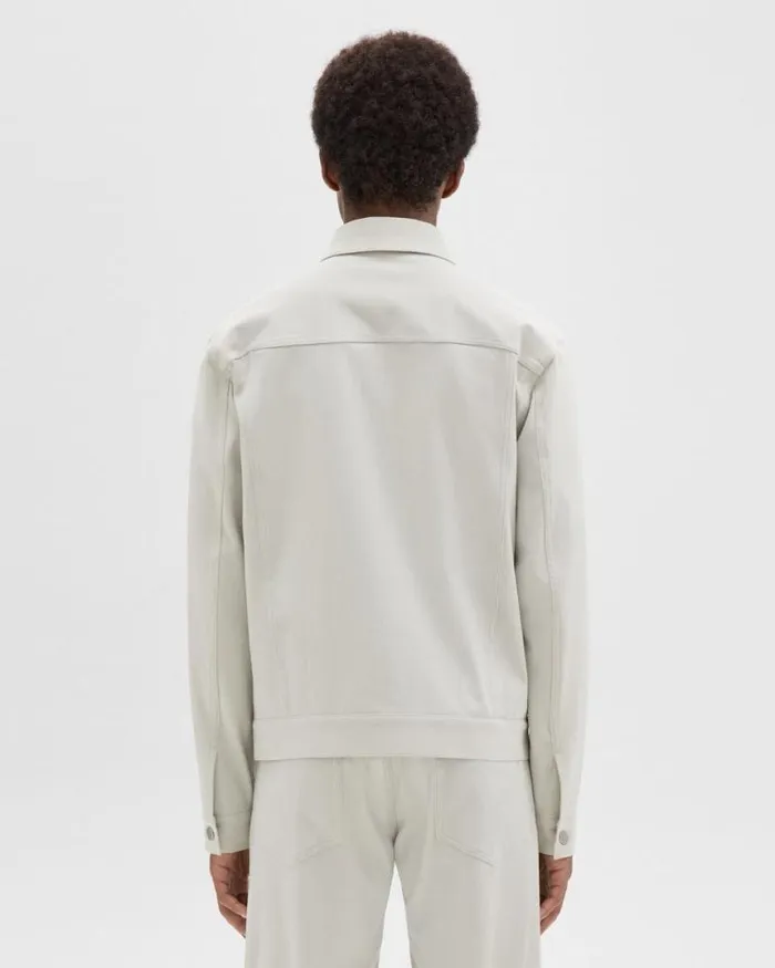 Outerwear Men Theory River Trucker Jacket In Neoteric Twill Limestone Outerwear Men Theory River Trucker Jacket In Neoteric Twill Limestone