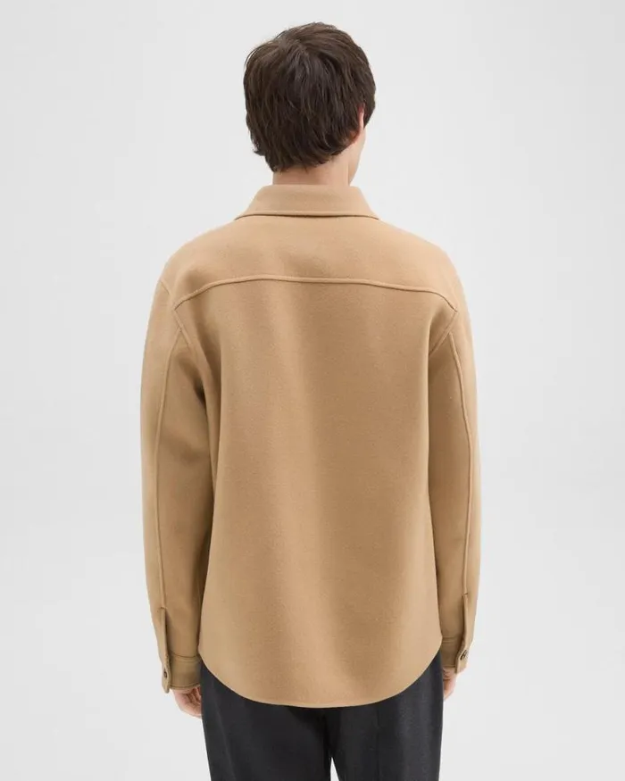 Outerwear Men Theory Shirt Jacket In DoubleFace WoolCashmere New Camel