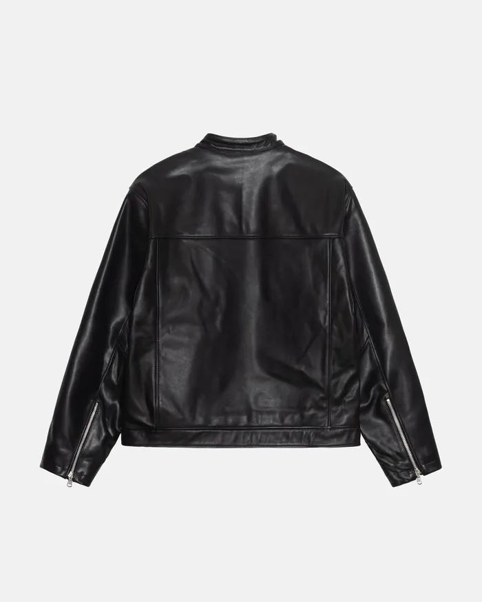 Outerwear MenWomen Stussy CAFE RACER LEATHER JACKET Black