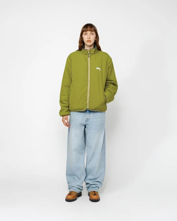 Outerwear MenWomen Stussy SHERPA REVERSIBLE JACKET Dark Green