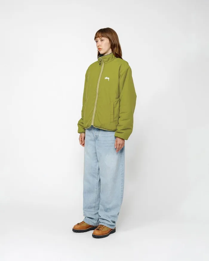 Outerwear MenWomen Stussy SHERPA REVERSIBLE JACKET Dark Green