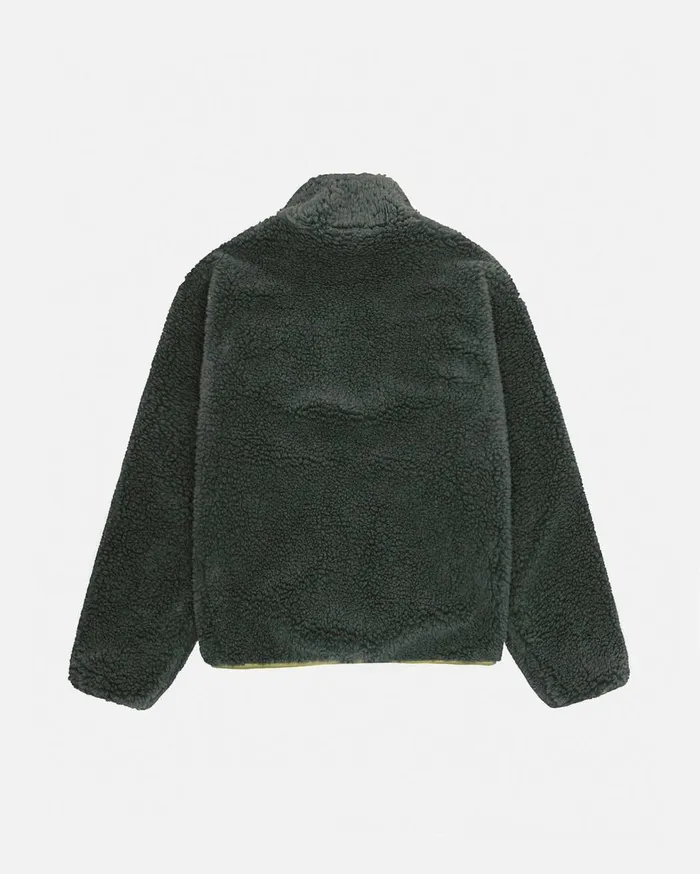 Outerwear MenWomen Stussy SHERPA REVERSIBLE JACKET Dark Green