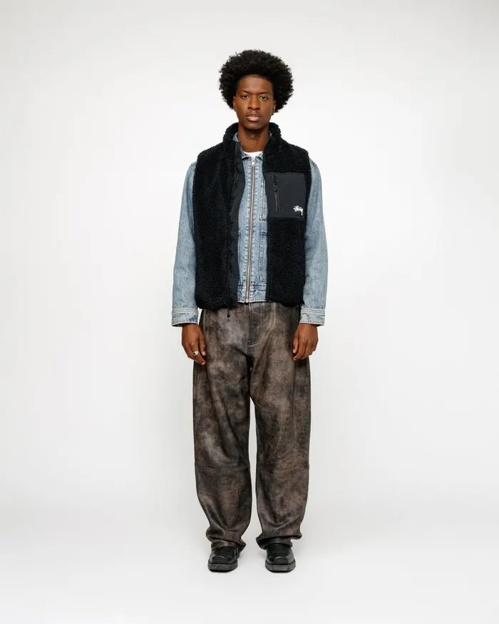 Outerwear MenWomen Stussy SHERPA REVERSIBLE VEST Black
