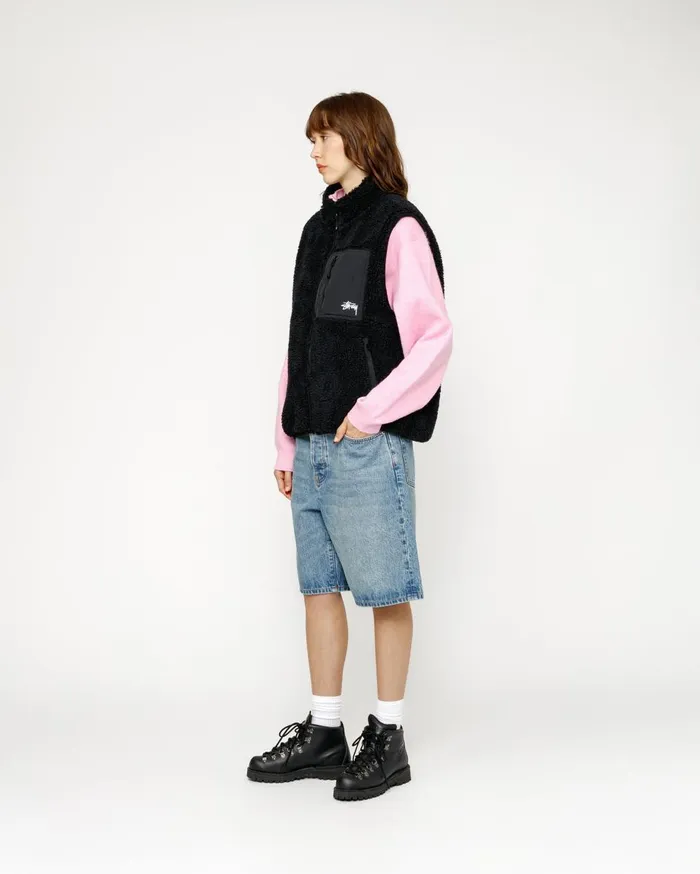 Outerwear MenWomen Stussy SHERPA REVERSIBLE VEST Black