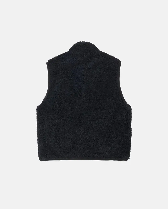 Outerwear MenWomen Stussy SHERPA REVERSIBLE VEST Black