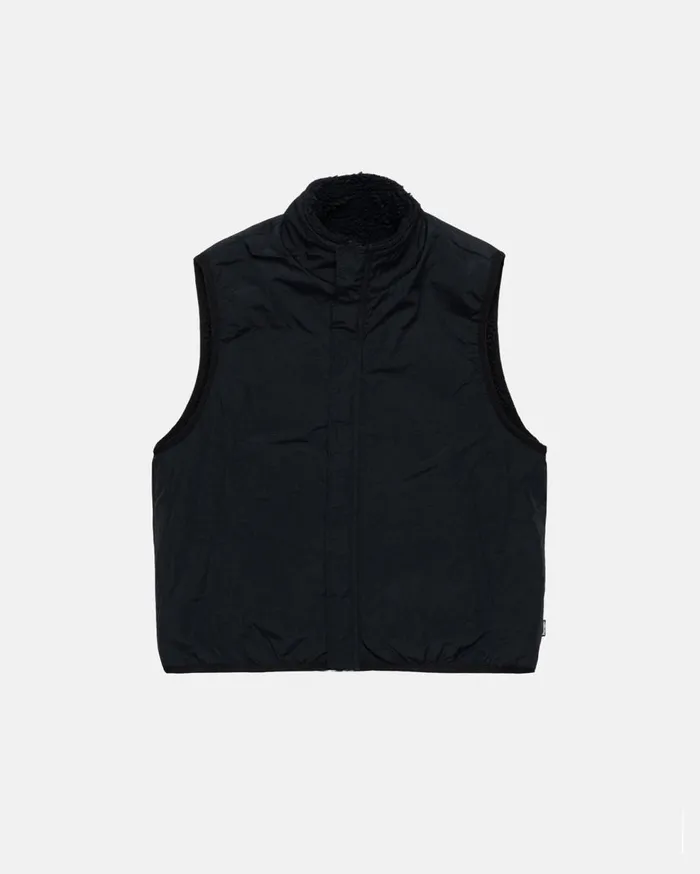 Outerwear MenWomen Stussy SHERPA REVERSIBLE VEST Black