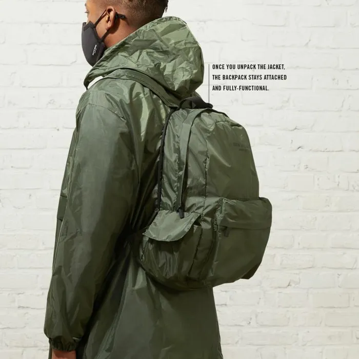 Packable Raincoat With Backpack Olive Men Kenneth Cole Bags
