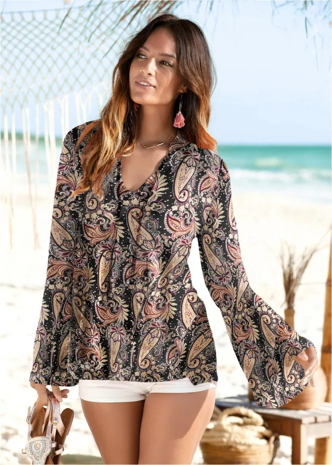 PAISLEY PRINTED TOP Black Multi Women VENUS Casual Tops