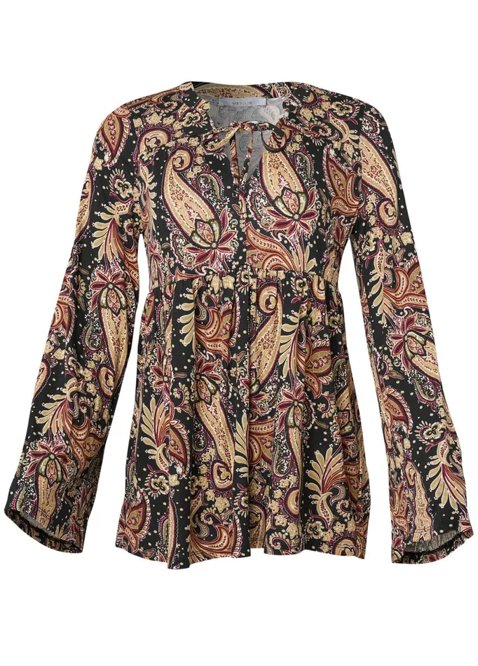 PAISLEY PRINTED TOP Black Multi Women VENUS Casual Tops