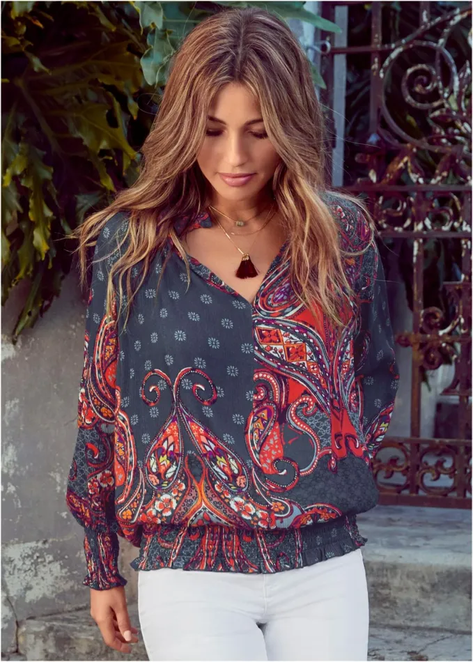 PAISLEY TOP Navy Multi Women VENUS Night Out Tops